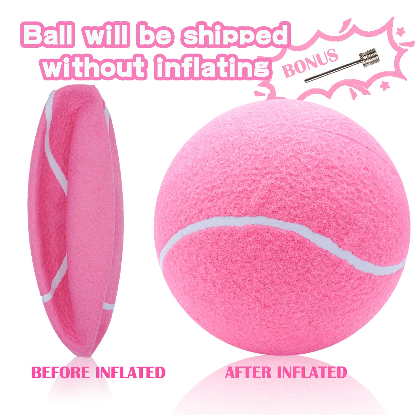 Banfeng Big Tennis Ball for Dogs, Giant Dog Tennis Ball Toy Large Outdoor Sports Gift for Small Medium Large Dog (Pink, 9.5 inch)