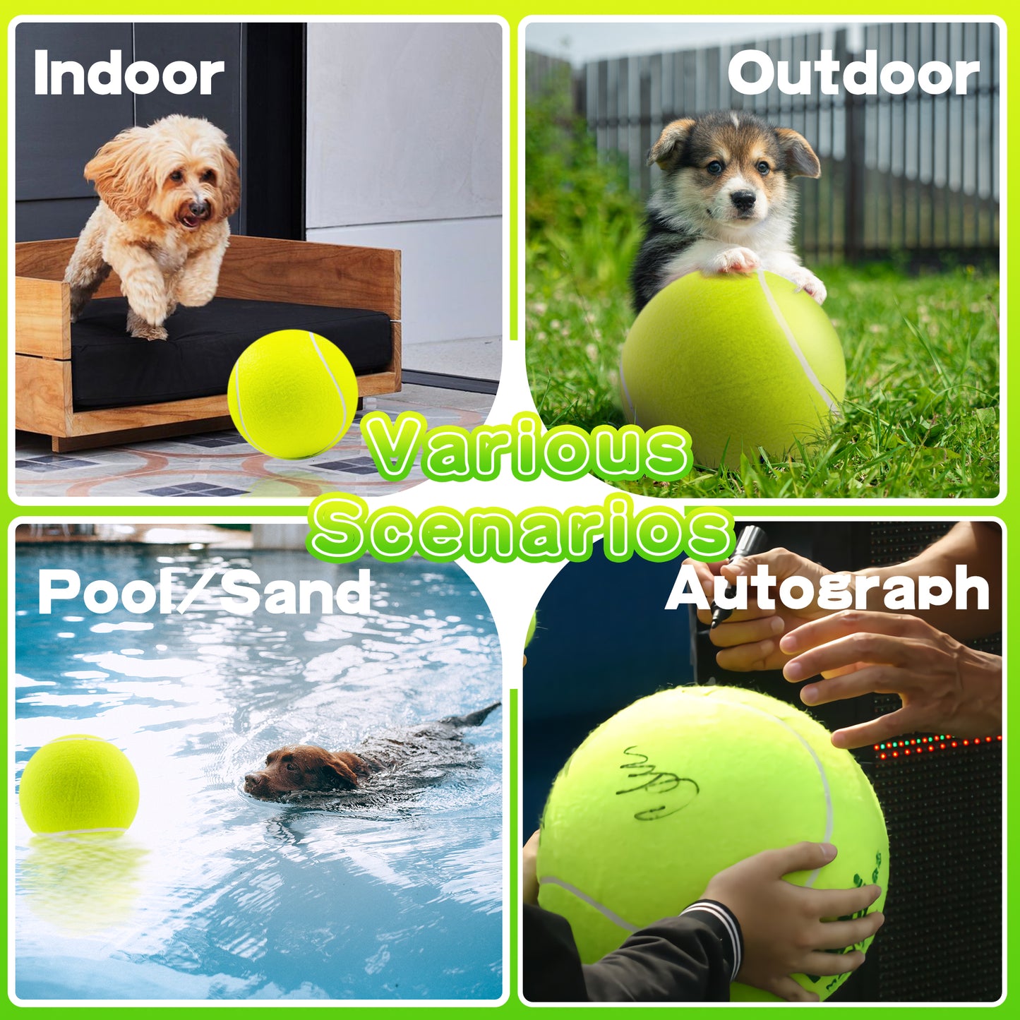 Banfeng Big Tennis Ball for Dogs, Giant Dog Tennis Ball Toy Large Outdoor Sports Gift for Small Medium Large Dog