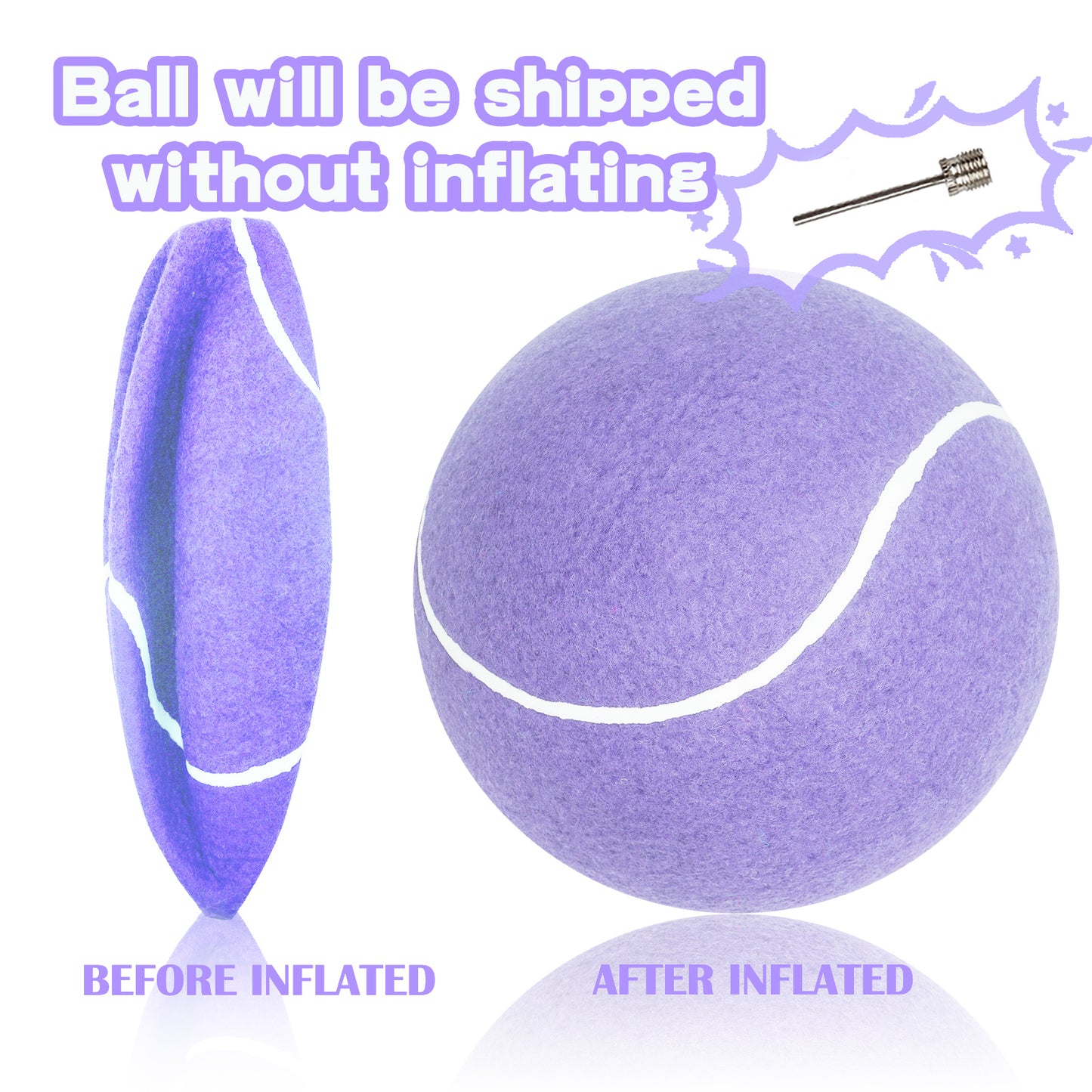 Banfeng Big Tennis Ball for Dogs, Giant Dog Tennis Ball Toy Large Outdoor Sports Gift for Small Medium Large Dog (Light Purple, 9.5 inch)